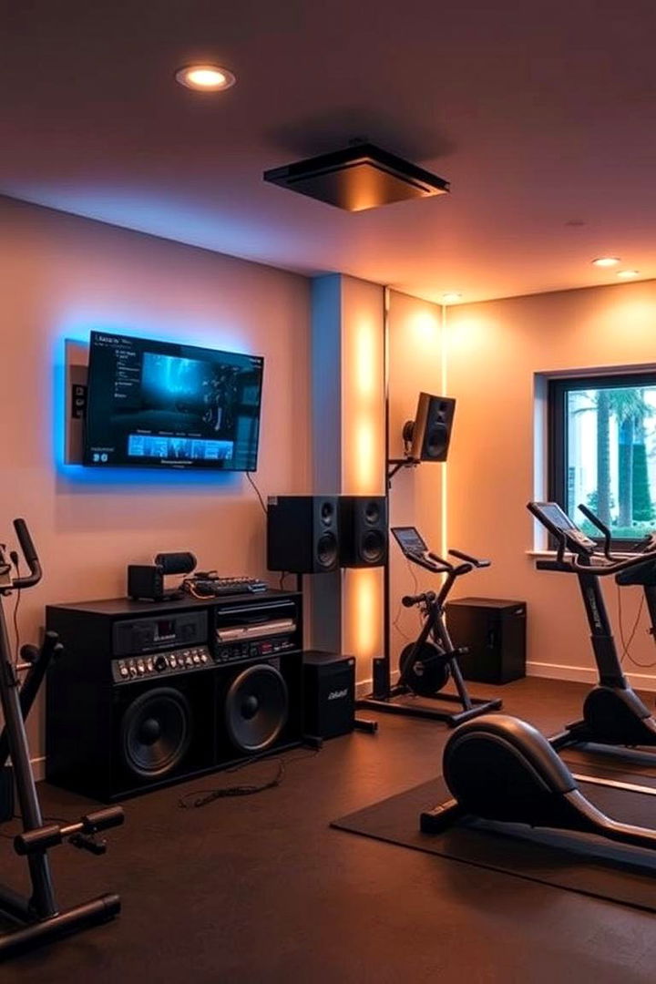 Sound System and Ambiance - 22 Home Gym Ideas