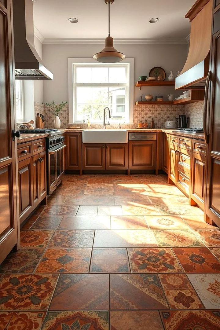 Southwestern Inspired Floor Tiles - 22 Mexican Kitchen Ideas