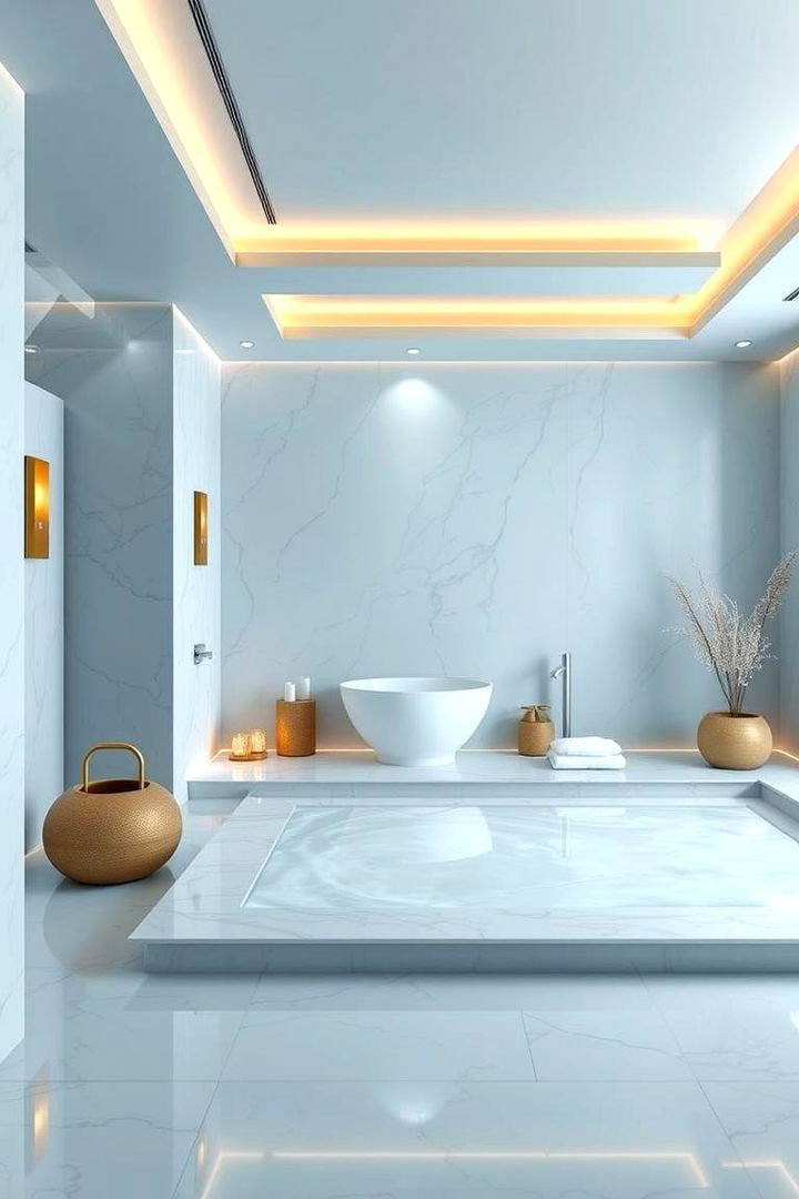 Spa Inspired Bathroom Retreat - 22 Blue and Gold Bathroom Ideas