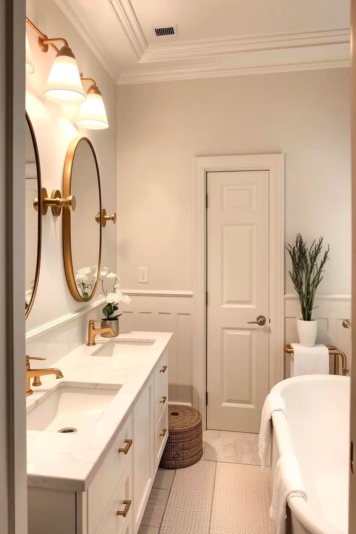 Spa Like Escape with Subtle Glamour - 22 White and Gold Bathroom Ideas