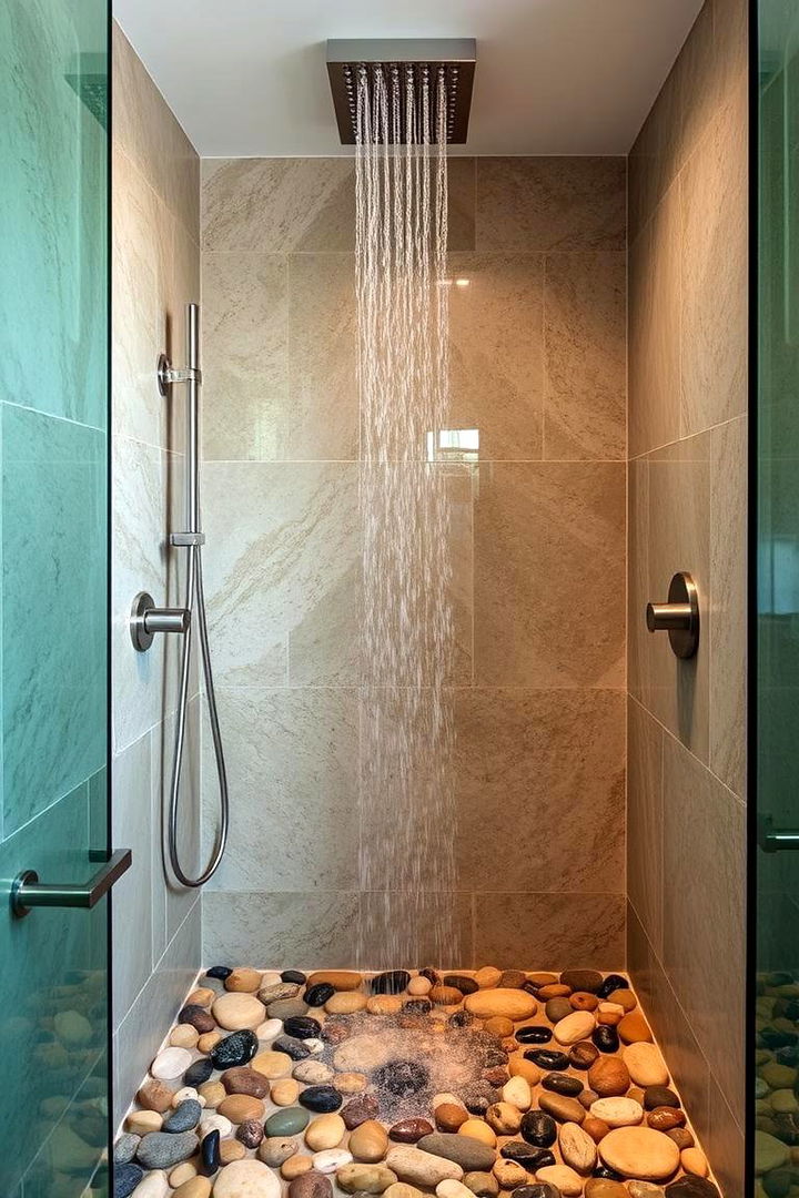 Spa Like Pebble Showers - 22 Shower Surround Ideas