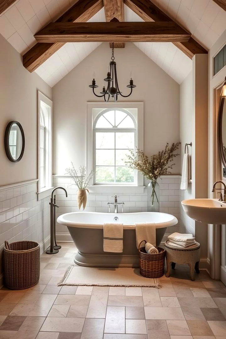 Spa Like Retreat with Farmhouse Touches - 22 Modern Farmhouse Bathroom Ideas