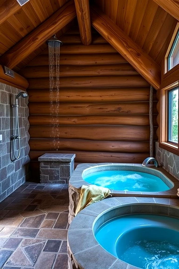 Spa Like Serenity in Log Cabin Designs - 22 Log Cabin Bathroom Ideas