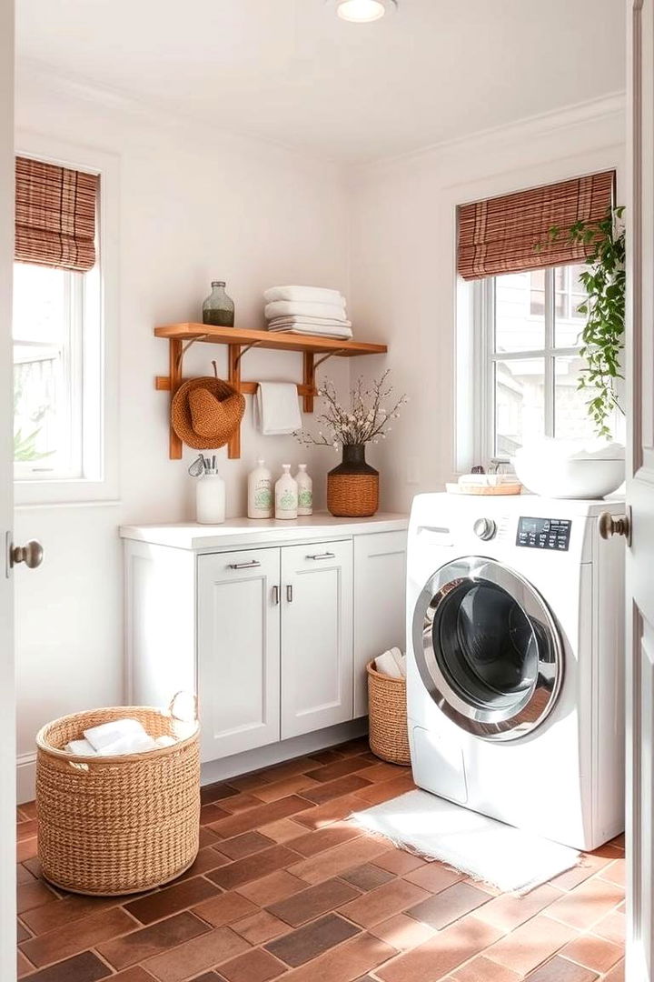 Spa inspired Atmosphere Fostering Relaxation - 22 Brick Floor Laundry Room Ideas