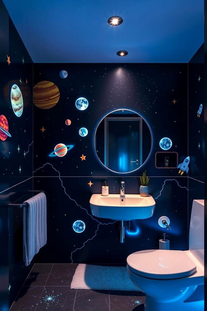 Space Exploration Theme for Cosmic Wonder - 22 Kids Bathroom Ideas