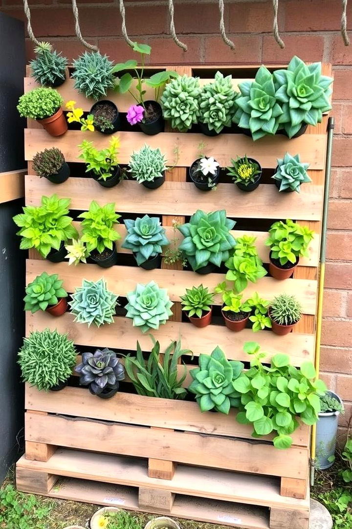 Space Optimized Garden Wall - 22 Vertical Pallet Garden Ideas