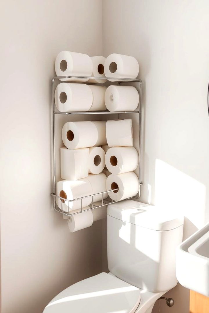 Space Saving Corner Caddies - 22 Toilet Paper Storage Ideas