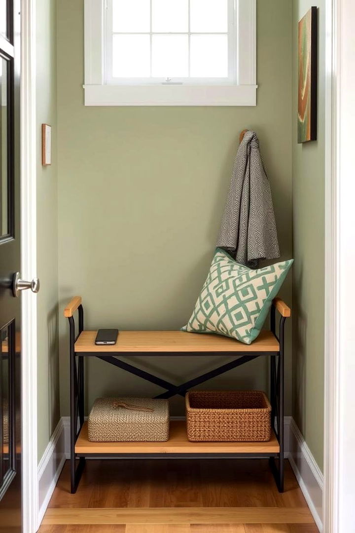 Space Saving Folding Bench - 22 Entryway Bench Ideas