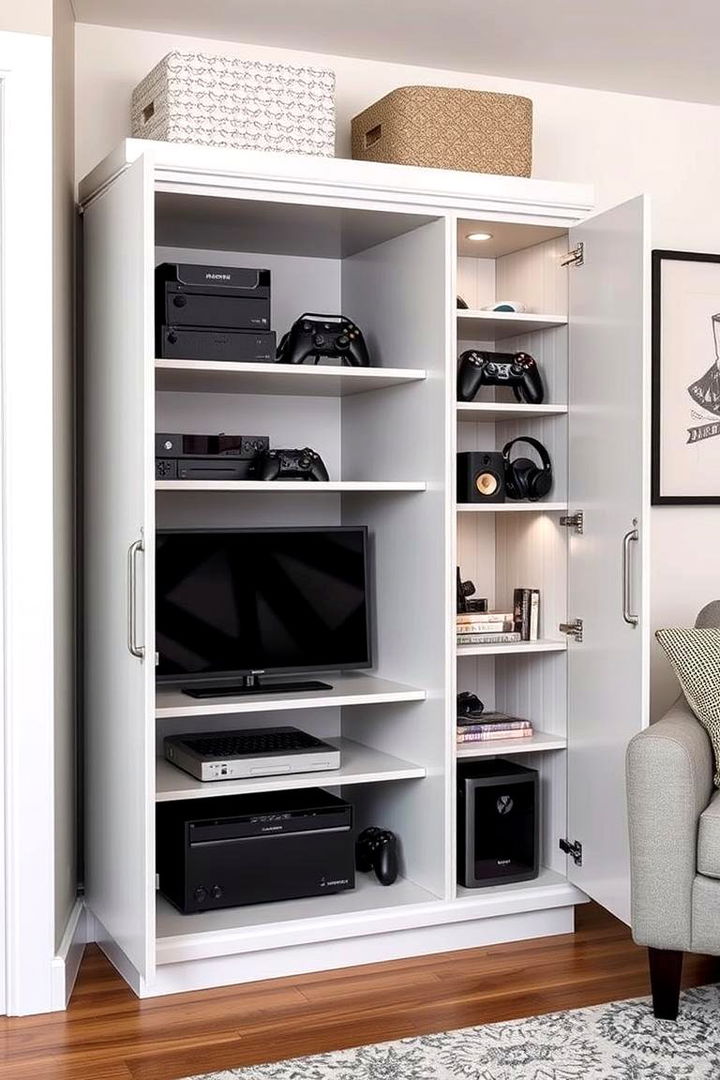 Space Saving Game Cabinet - 22 Small Game Room Ideas