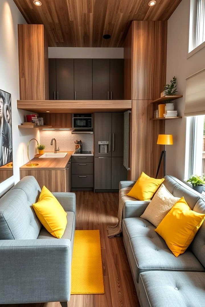 Space Saving Grey and Yellow Multifunction Living Areas - 22 Grey and Yellow Living Room Ideas