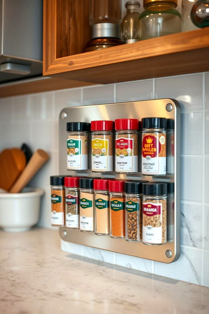 Space Saving Magnetic Spice Containers - 22 Small Kitchen Storage Ideas