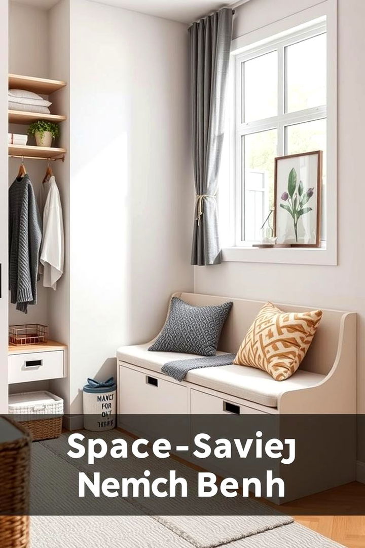 Space Saving Narrow Bench - 22 Bedroom Bench Ideas