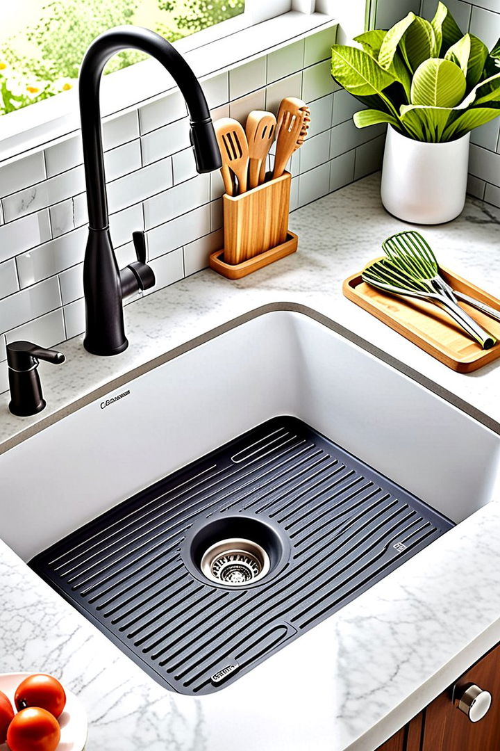 Space Saving Sink Mats with Style - 22 Kitchen Sink Organization Ideas