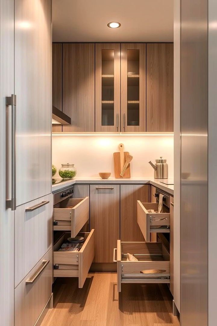 Space Saving Storage Solutions - 22 Parallel Modular Kitchen Design Ideas
