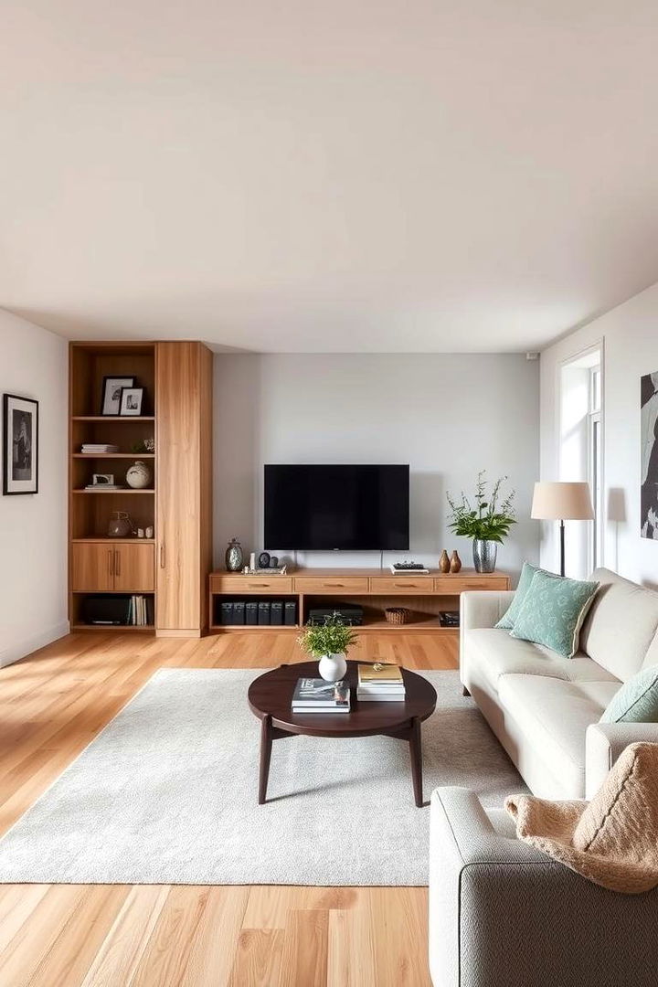 Space Saving Strategies - 22 Dulux Egyptian Cotton Living Room Ideas