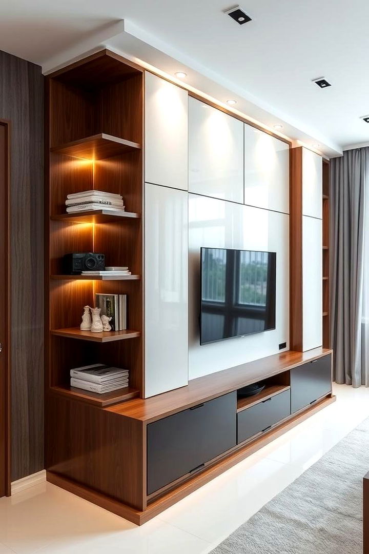 Space saving Hidden Storage - 22 Tv Wall Ideas