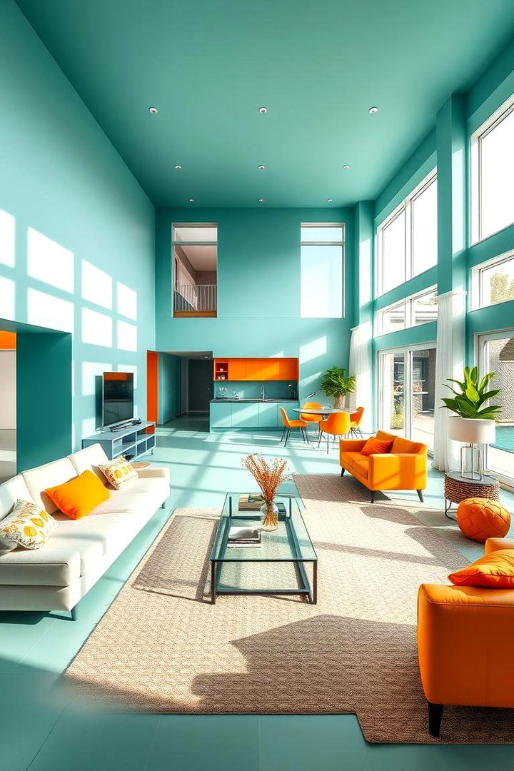 Spacious Open Plan Living - 22 Teal and Orange Color Scheme for Your Rooms