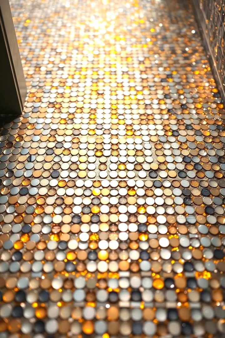 Sparkling Metallic Mosaic - 22 Bathroom Mosaic Floor Tile Ideas