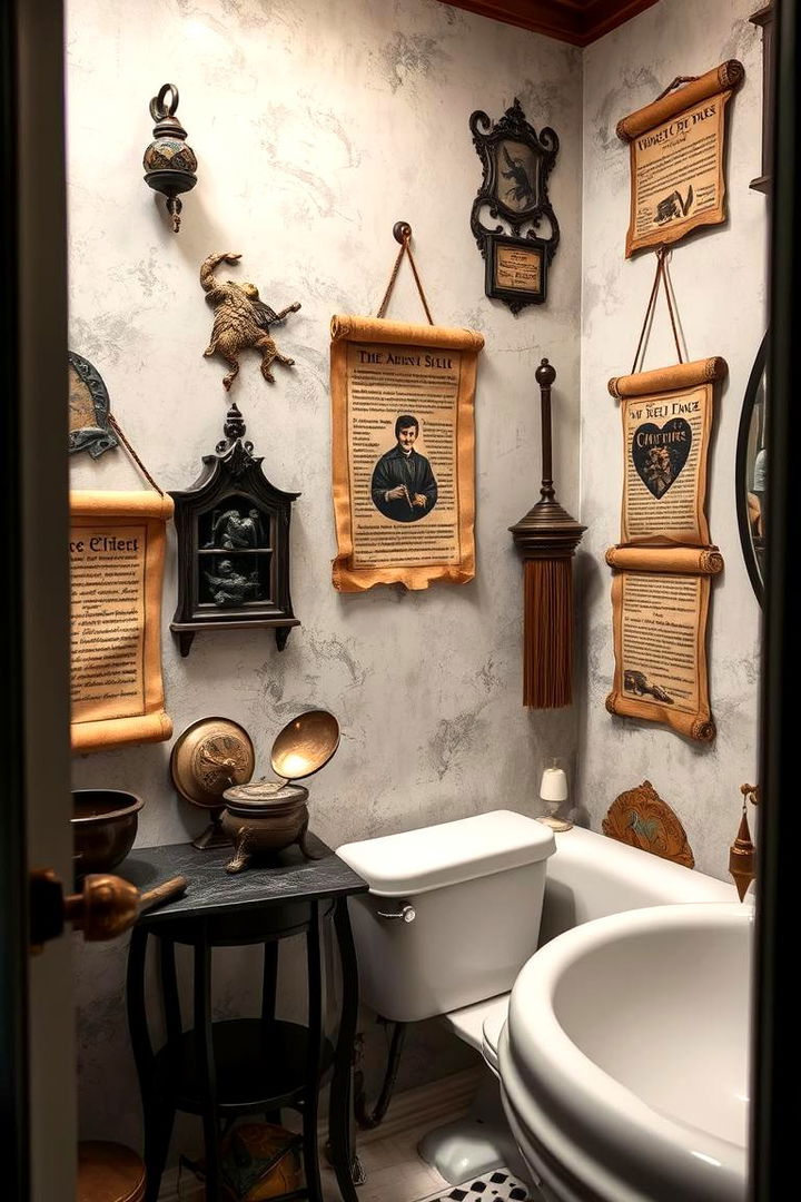 Spell Scrolls and Wall Hangings - 22 Harry Potter Bathroom Ideas