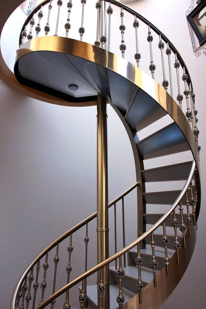 Spiral Staircase with Metal Accents - 22 Staircase Ideas