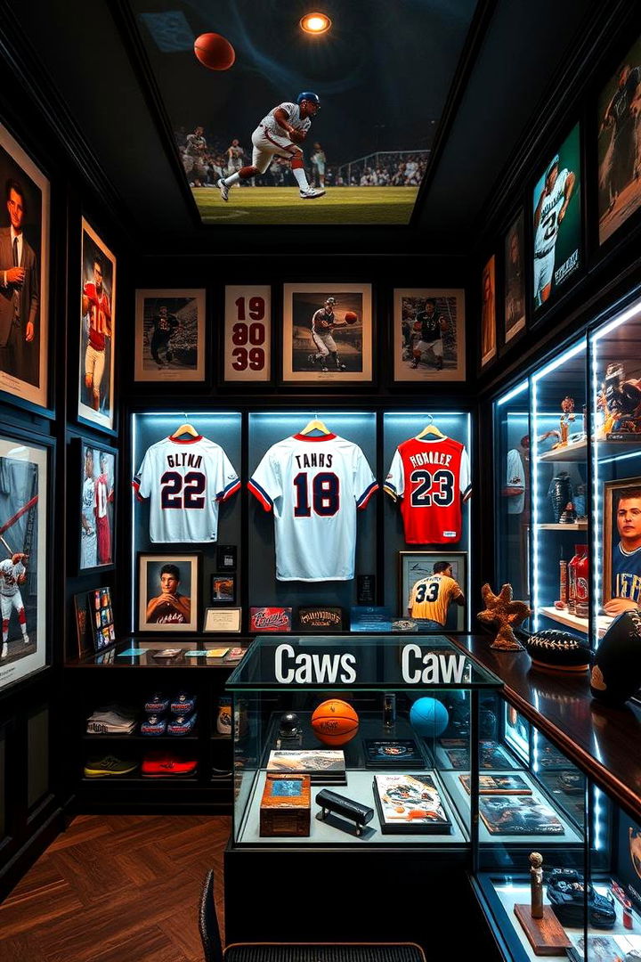 Sports Memorabilia Gallery - 22 Man Cave Design Ideas