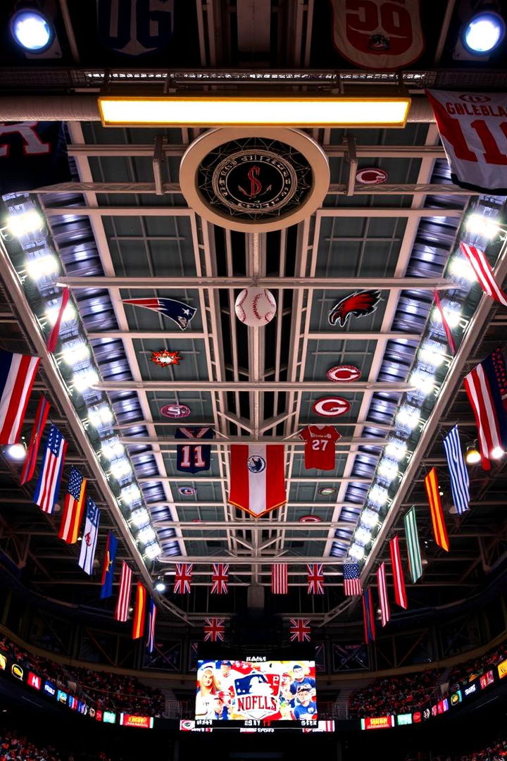 Sports Themed Overhead Decor - 22 Man Cave Ceiling Ideas