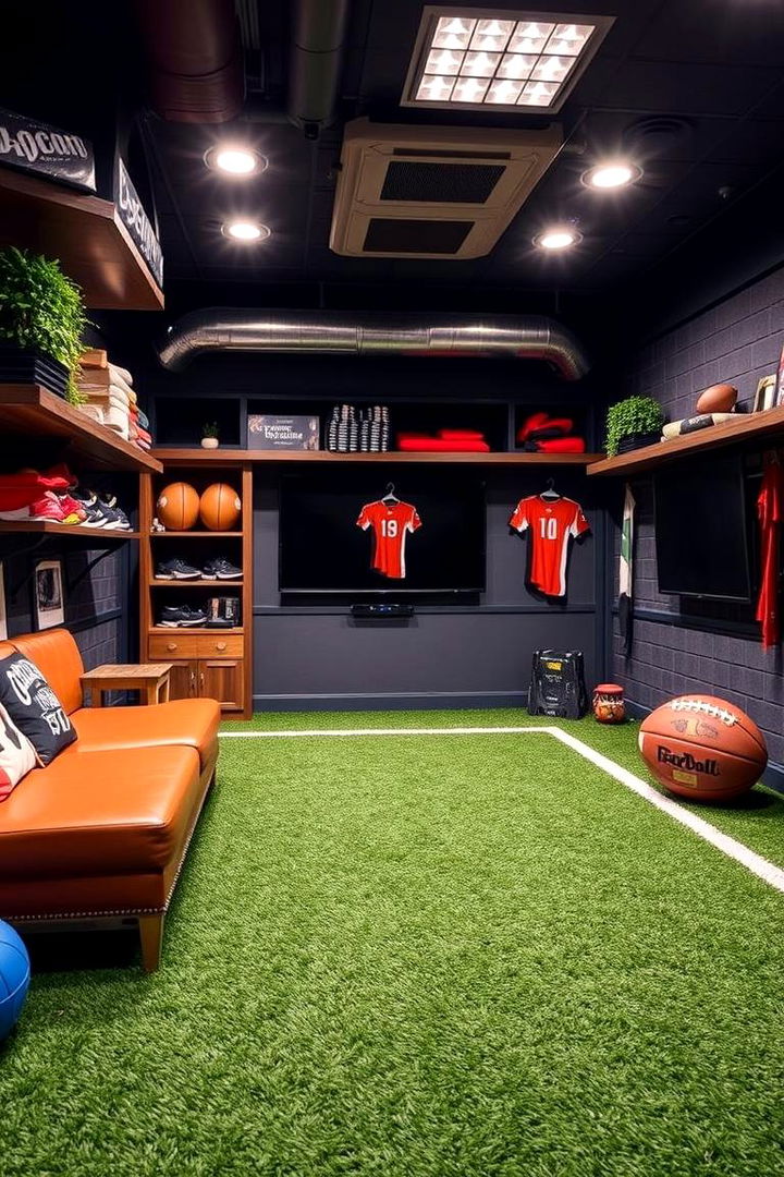 Sports Turf Flooring for Active Man Caves - 22 Man Cave Flooring Ideas
