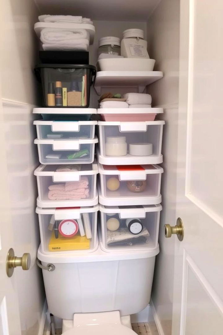 Stackable Bins - 22 Small Bathroom Storage Ideas