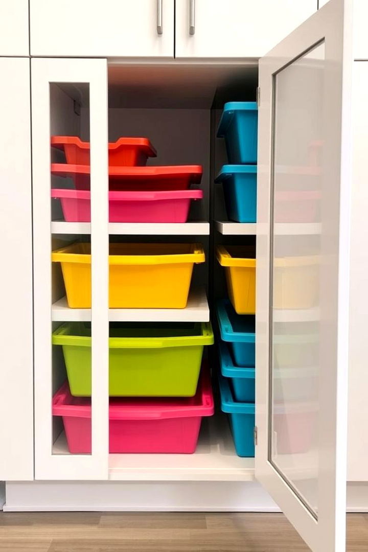 Stackable Bins for Organized Grouping - 22 Bathroom Cabinet Organizing Ideas