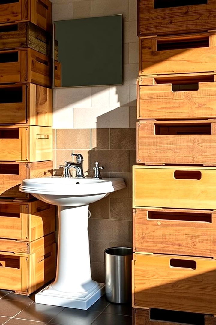 Stackable Crate Storage - 22 Pedestal Sink Storage Ideas