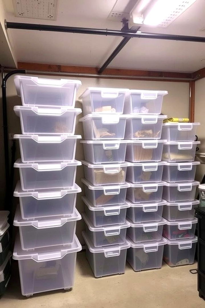 Stackable Storage Bins - 22 Basement Storage Ideas