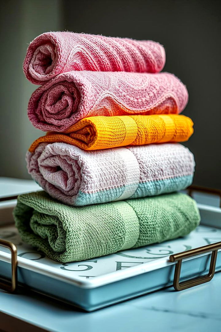 Stacked Artistic Towel Roll - 22 Towel Display Ideas