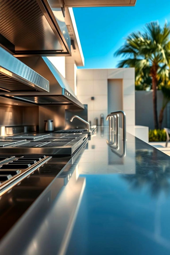 Stainless Steel Shine - 22 Outdoor Kitchen Countertop Ideas