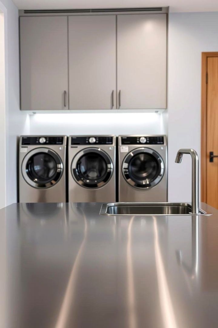 Stainless Steel Sleekness - 22 Laundry Room Countertop Ideas