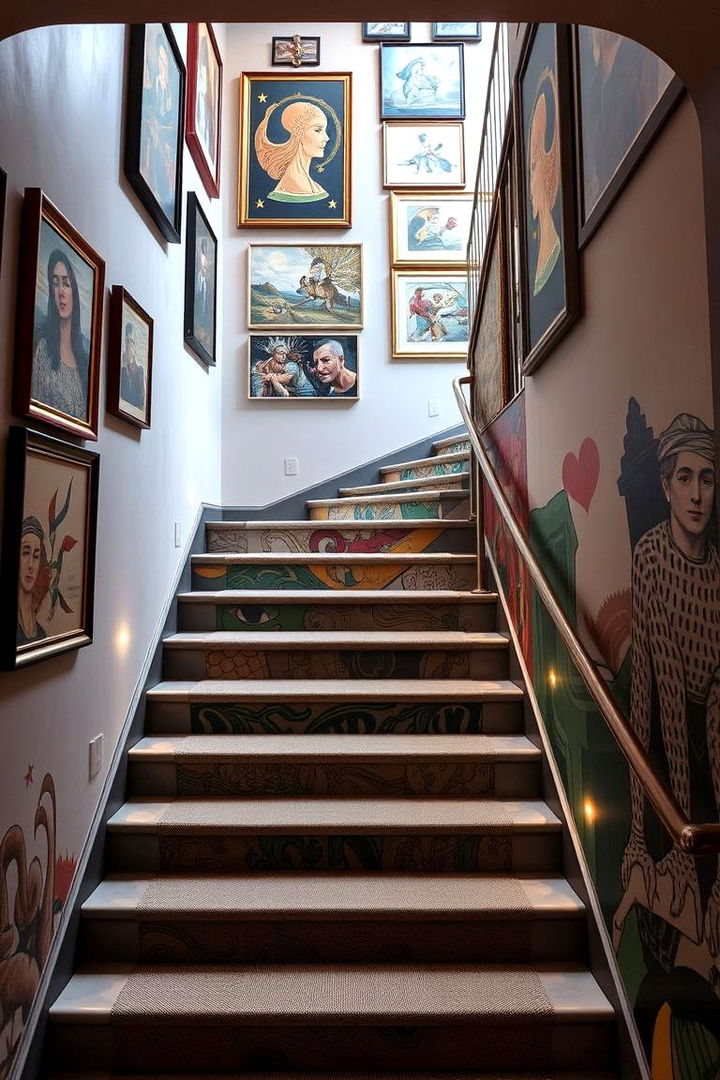Staircase with Curated Artwork - 22 Staircase Ideas