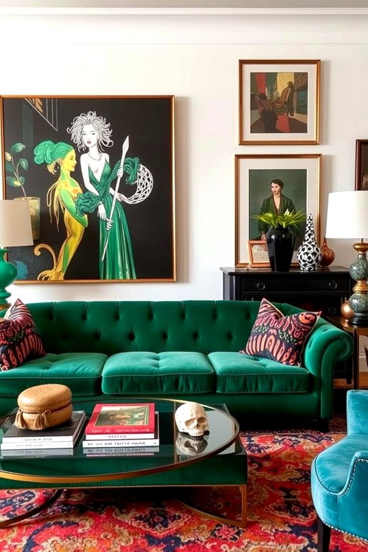 Statement Accessory Focus - 22 Emerald Green Sofa Living Room Ideas