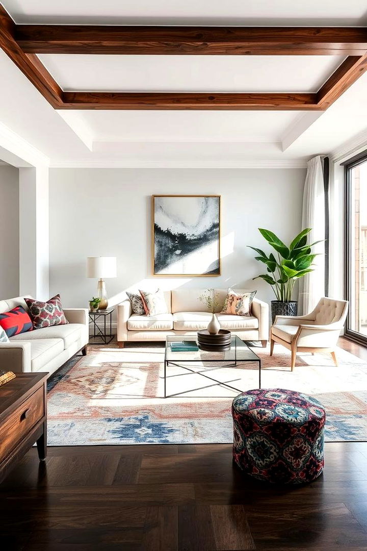 Statement Area Rugs Integration - 22 Living Room Flooring Ideas