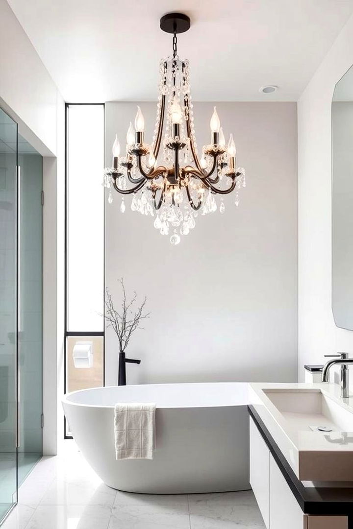 Statement Bathroom Chandelier Installations - 22 Bathroom Chandelier Ideas