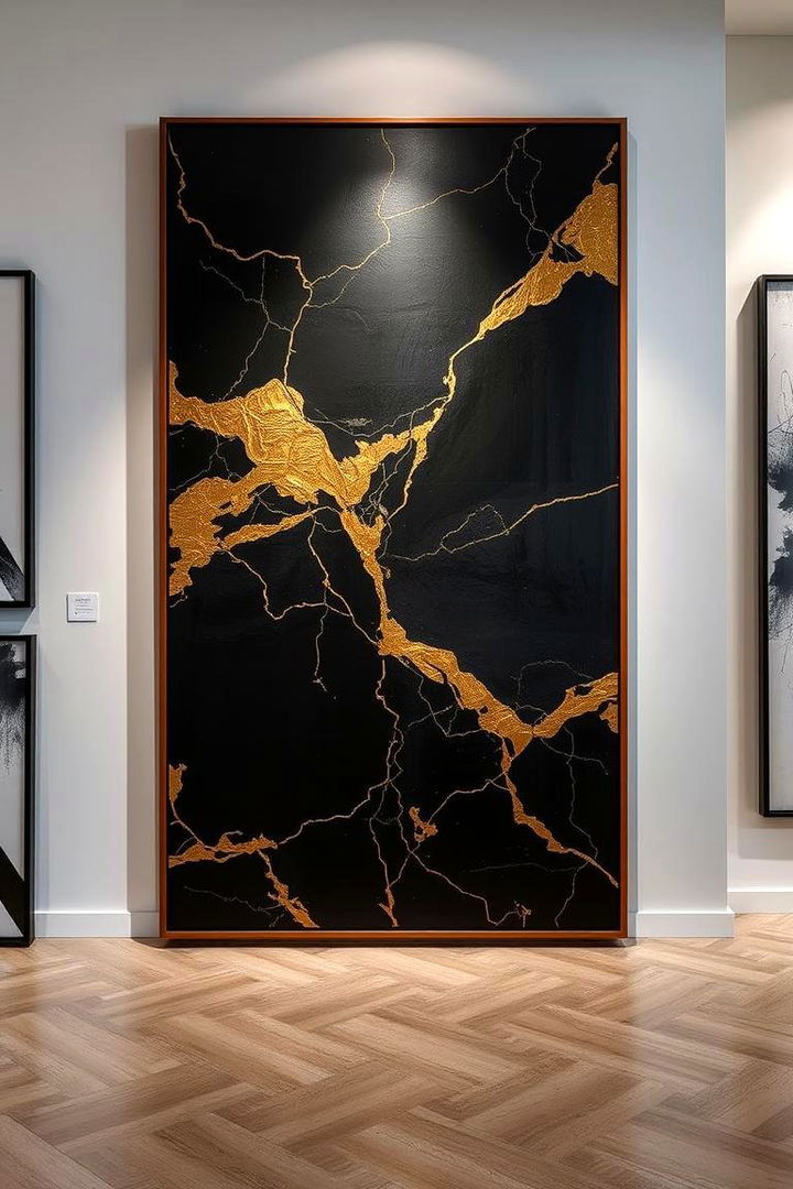 Statement Black and Gold Art - 22 Black and Gold Bathroom Ideas