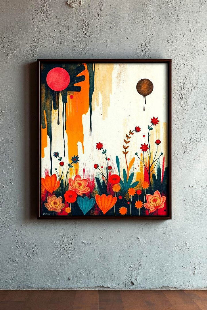 Statement Boho Artwork - 22 Colorful Boho Living Room Ideas