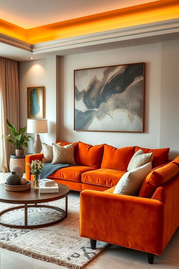 Statement Burnt Orange Sofa - 22 Burnt Orange Living Room Ideas