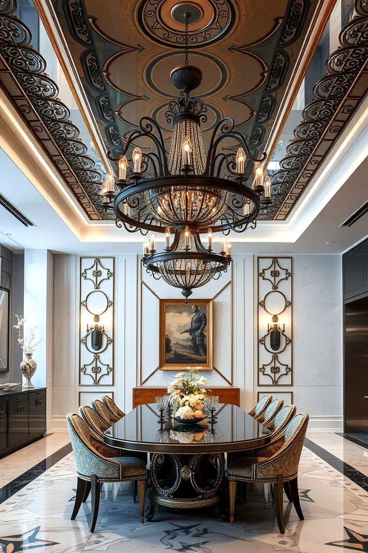 Statement Chandelier Lighting - 22 masculine dining room ideas