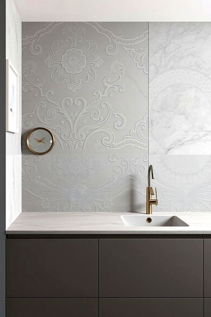 Statement Concrete Backsplash - 22 Concrete Bathroom Ideas