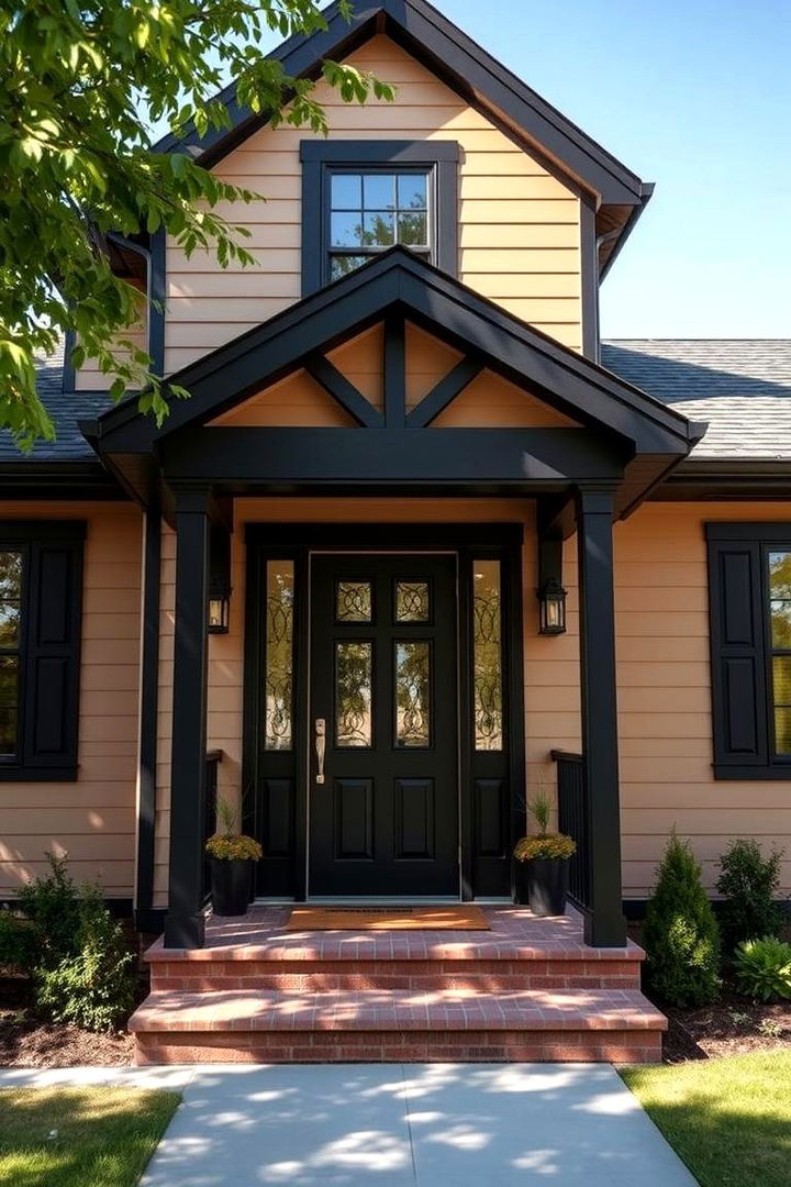 Statement Entryway - 22 Tan House With Black Trim Design Ideas