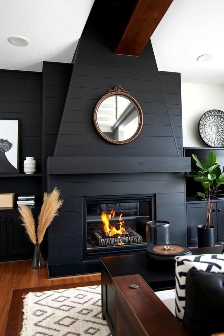 Statement Fireplace Feature - 22 Black Shiplap Fireplace Ideas