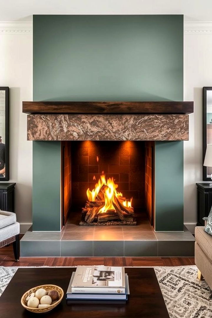 Statement Fireplace with Bold Sage Hues - 22 Sage Green Fireplace Ideas