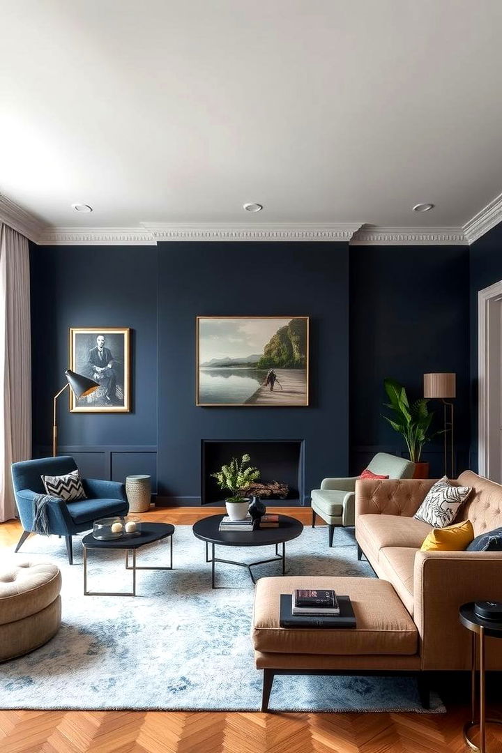 Statement Furniture - 22 Navy Blue Living Room Ideas