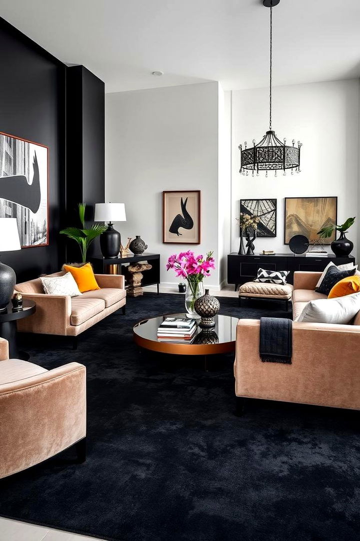 Statement Furniture Focus - 22 Black Carpet Living Room Ideas