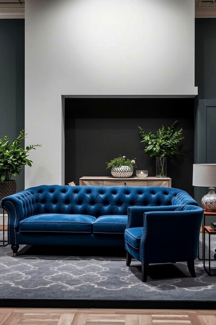 Statement Furniture Pieces - 22 Navy Blue and Grey Living Room Ideas