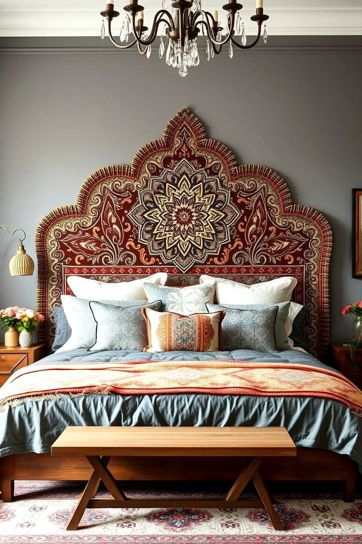 Statement Headboard Designs - 22 Grey Boho Bedroom Ideas